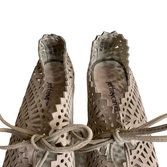 Jeffrey Campbell Espejo Suede Leather Low Wedge Lace Up Sandals Women’s Size 6.5 - Picture 7 of 13